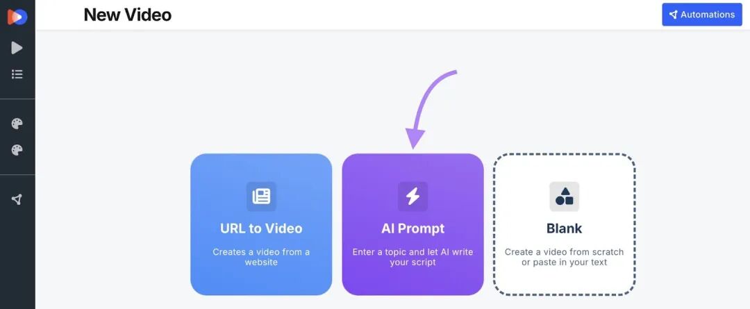 点击“AI Prompt”按钮即可进入 AI Video Marketing Automator 应用程序主页。